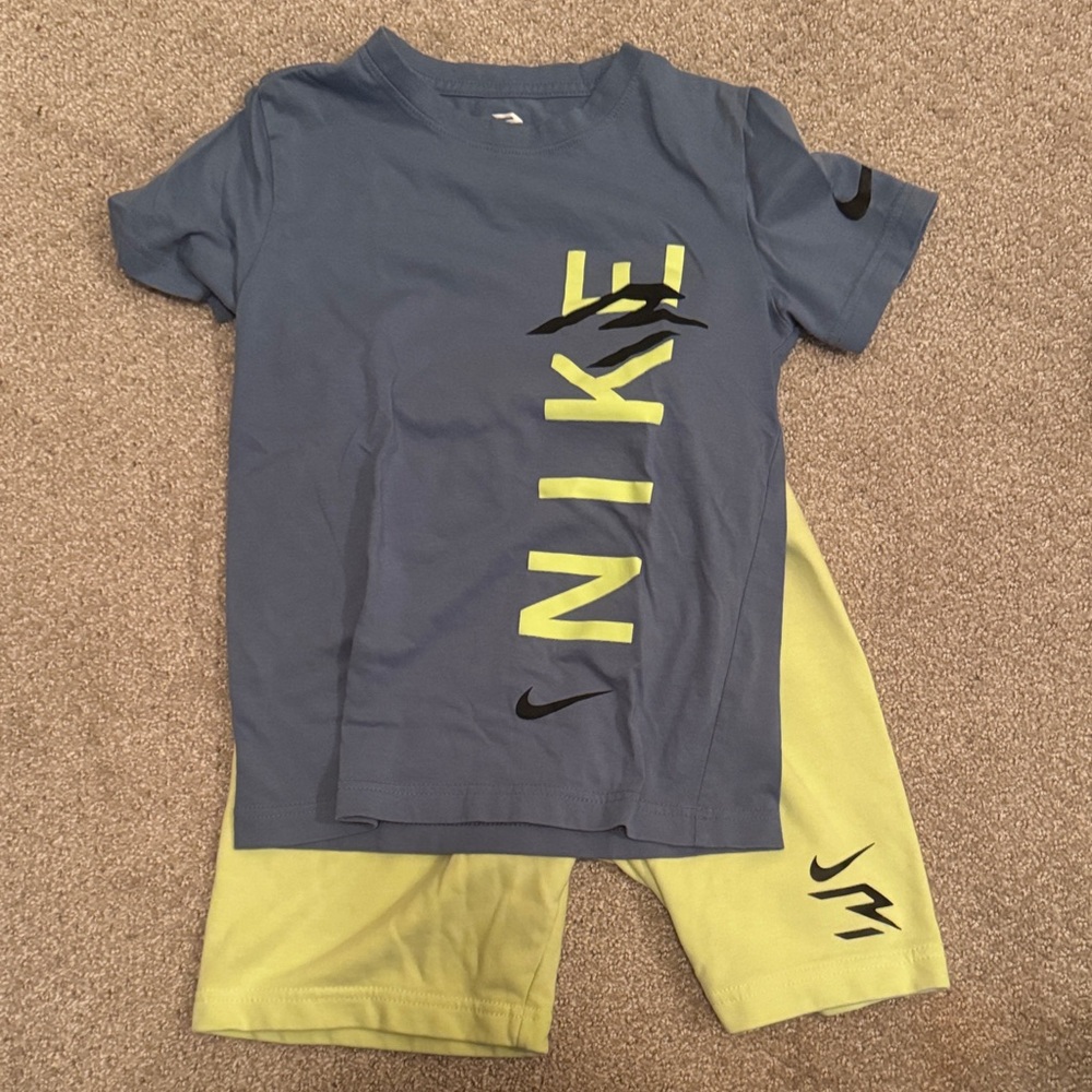 Nike Youth Blue and Lime Activewear Set